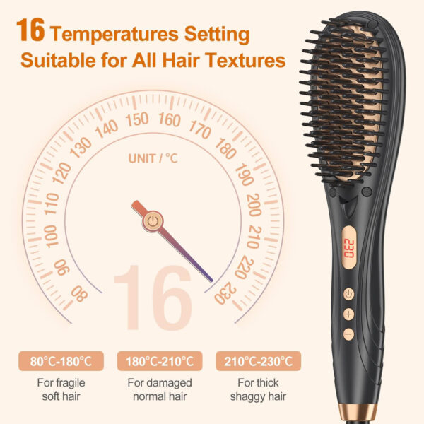 LWFBDTK Hair Straightener Brush - 2-in-1 Ceramic Ionic Straightening Brush - Image 3