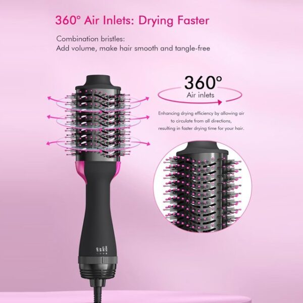 LWFBDTK Hair Dryer Brush,4 in 1 Hair Dryer Brush Blow Dryer Brush with Negative Ion Anti-Frizz Ceramic Titanium Barrel Hot Air Brush Hair Straightener Brush - Image 3