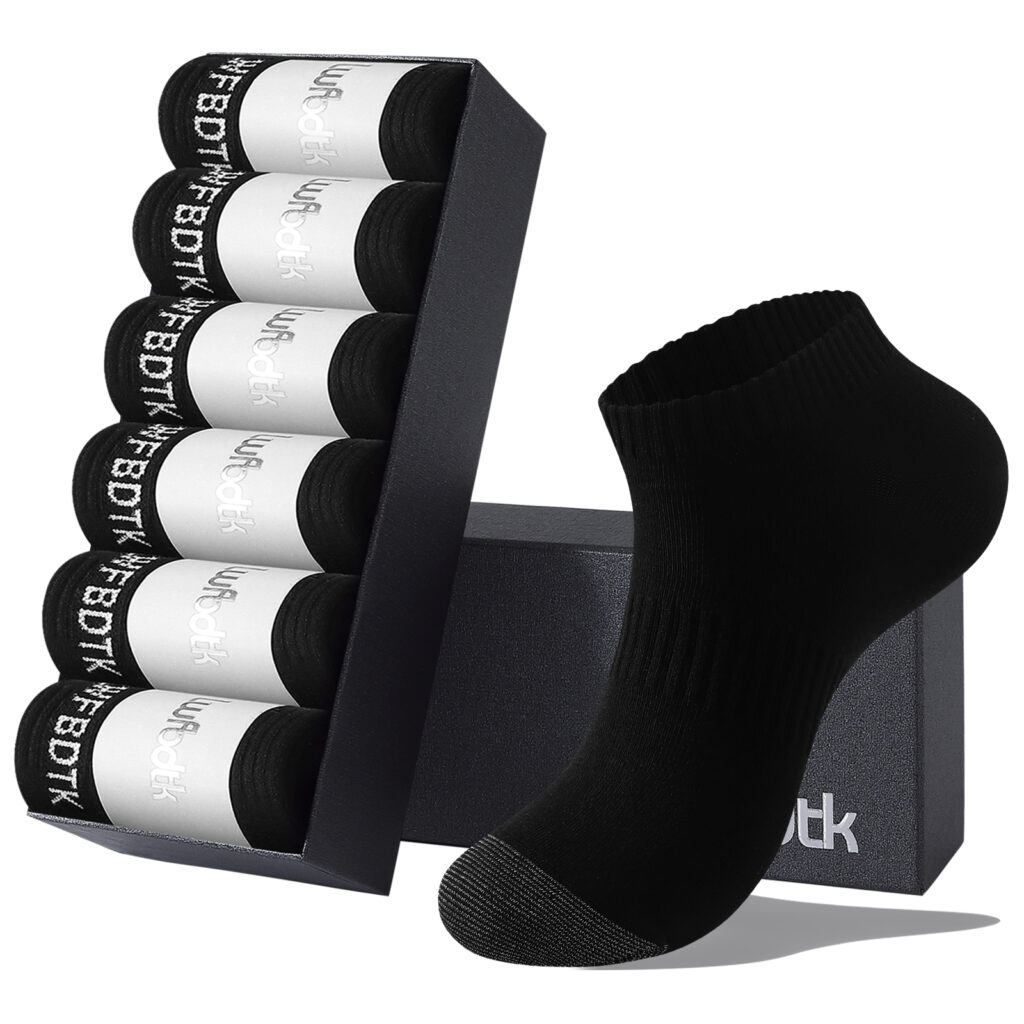 LWFBDTK Athletic Ankle Socks for Men Women, 6 Pairs – Soft/ Breathable/ Durable/ Odor-Resistant, Size 6-10, Black