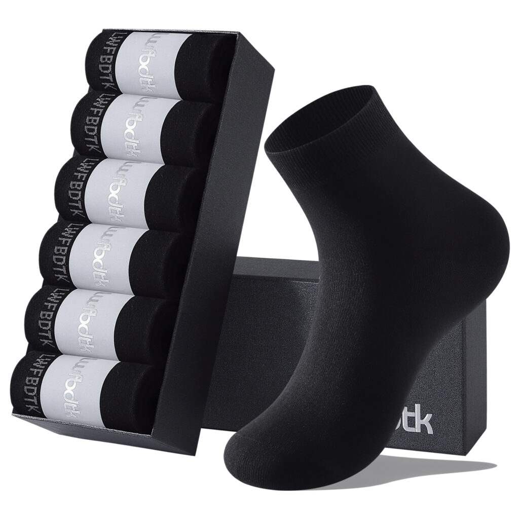 LWFBDTK Women's Cotton Socks 6-Pack – Thin, Breathable, Soft Crew Dress Socks for Work, Casual, Size 4-9, Black