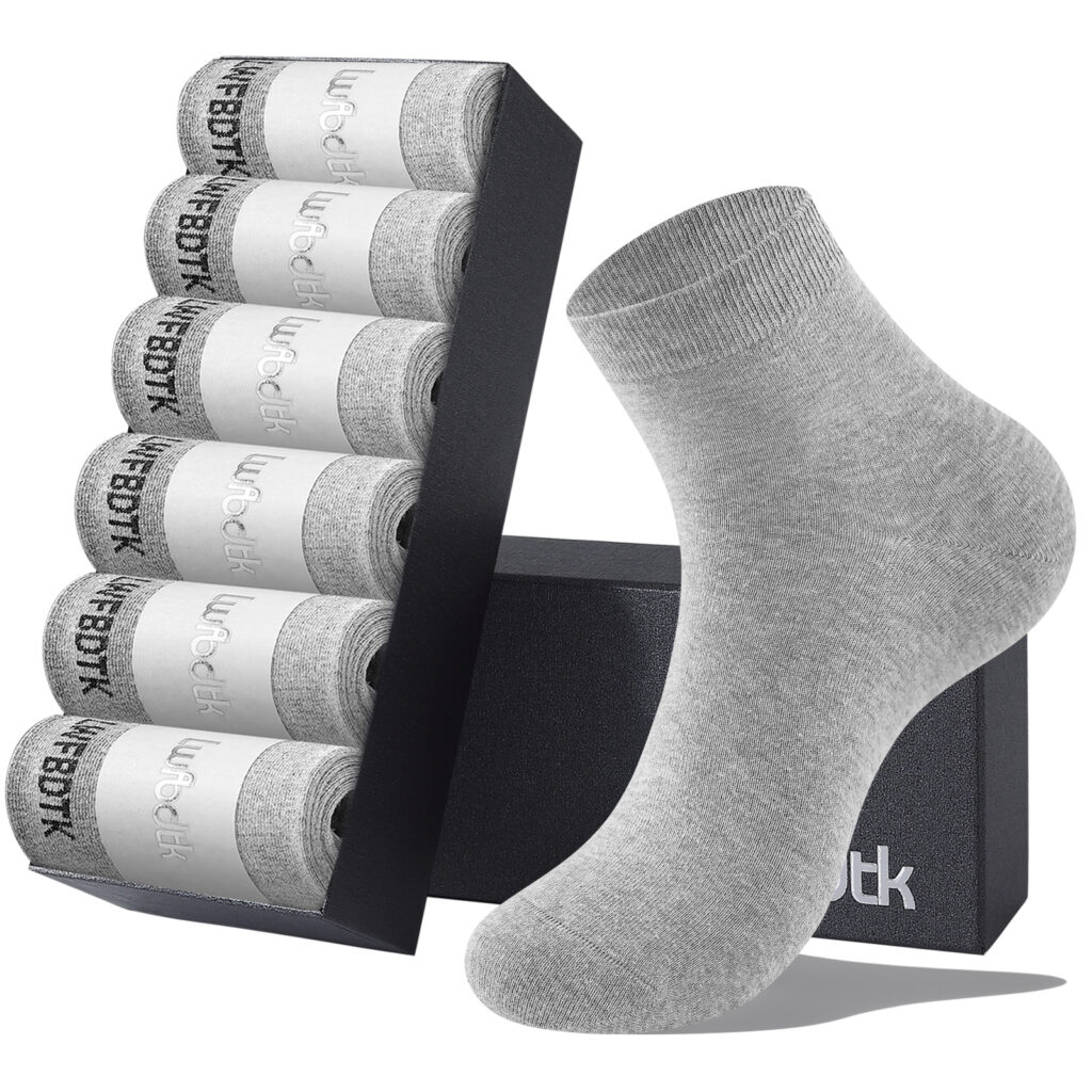 LWFBDTK Women's Cotton Socks 6-Pack – Thin, Breathable, Soft Crew Dress Socks for Work, Casual, Size 4-9, Gray