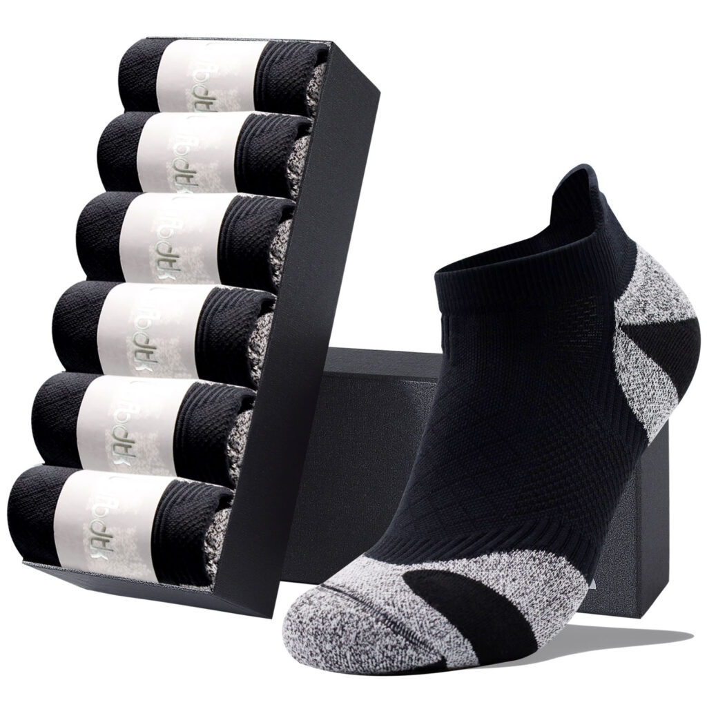 LWFBDTK Men’s Low Cut Ankle Socks, Breathable Cushioned Athletic Socks, 6 Pack, Fits Shoe Size 3.5-7, Gray
