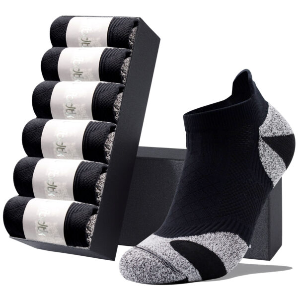 LWFBDTK Men’s Low Cut Ankle Socks, Breathable Cushioned Athletic Socks, 6 Pack, Fits Shoe Size 3.5-7, Gray