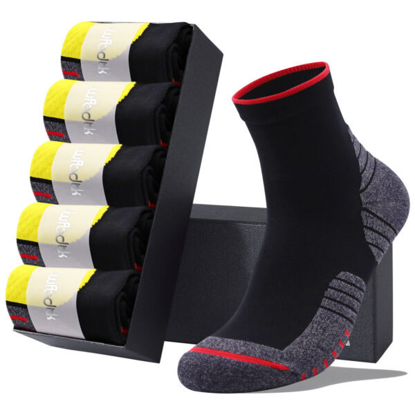 LWFBDTK Men’s Crew Athletic Socks, Moisture Wicking Cushioned Socks, 5 Pack Black (Shoe Size 7-12)