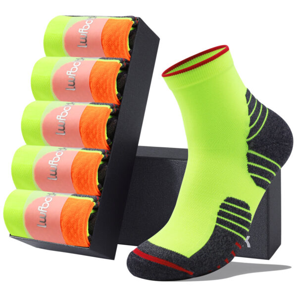 LWFBDTK Men’s Crew Athletic Socks, Moisture Wicking Cushioned Socks, 5 Pack Green (Shoe Size 7-12)