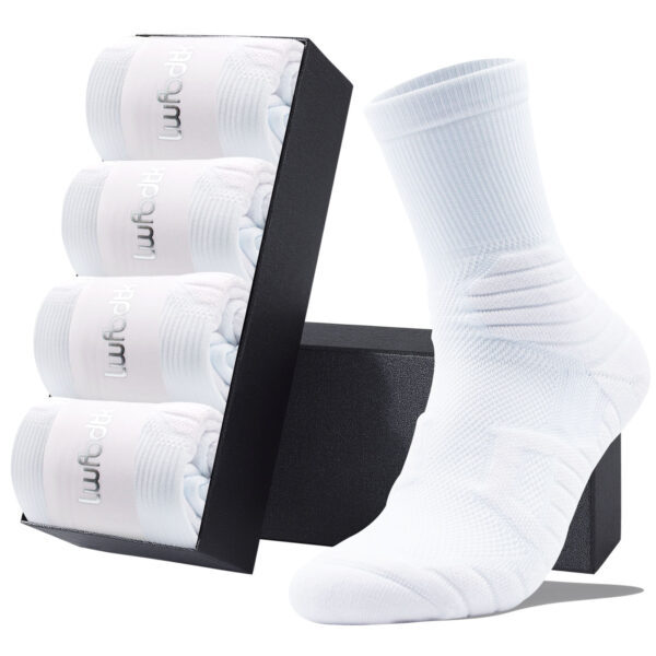 LWFBDTK LWFBDTK Women’s Crew Athletic Socks, Moisture-Wicking Cushioned Sport Socks, 4 Pairs White (Size 9.5-14.5)