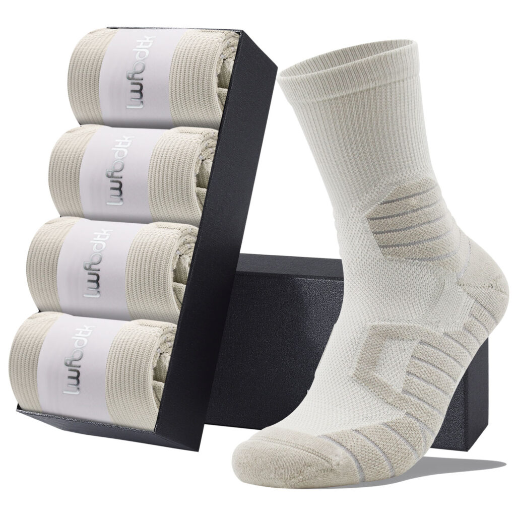 LWFBDTK LWFBDTK Women’s Crew Athletic Socks, Moisture-Wicking Cushioned Sport Socks, 4 Pairs Gray (Size 9.5-14.5)