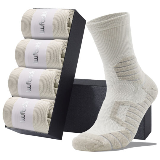 LWFBDTK LWFBDTK Women’s Crew Athletic Socks, Moisture-Wicking Cushioned Sport Socks, 4 Pairs Gray (Size 9.5-14.5)