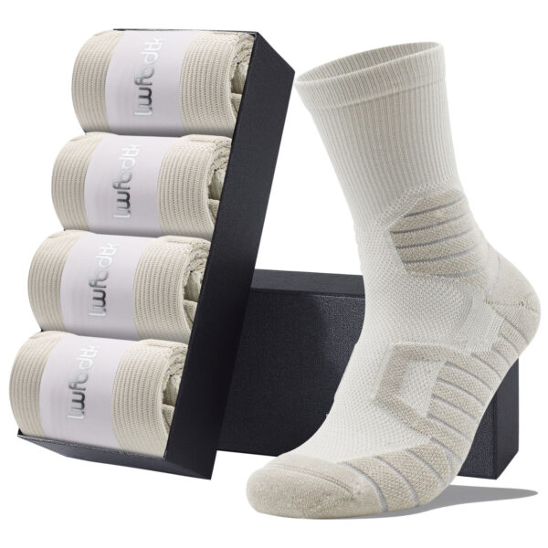 LWFBDTK LWFBDTK Women’s Crew Athletic Socks, Moisture-Wicking Cushioned Sport Socks, 4 Pairs Gray (Size 9.5-14.5)