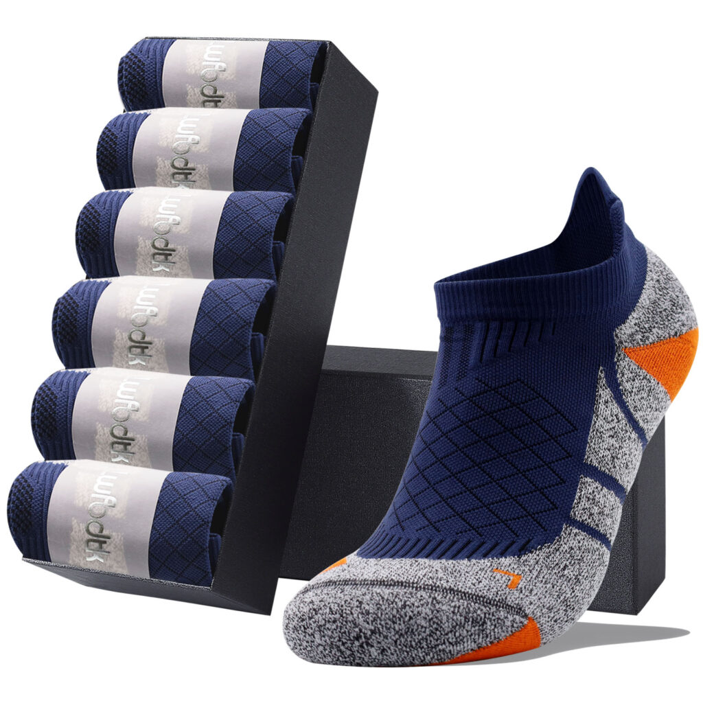LWFBDTK Men’s Low Cut Ankle Socks, Breathable Cushioned Athletic Socks, 6 Pack, Fits Shoe Size 3.5-7, Blue