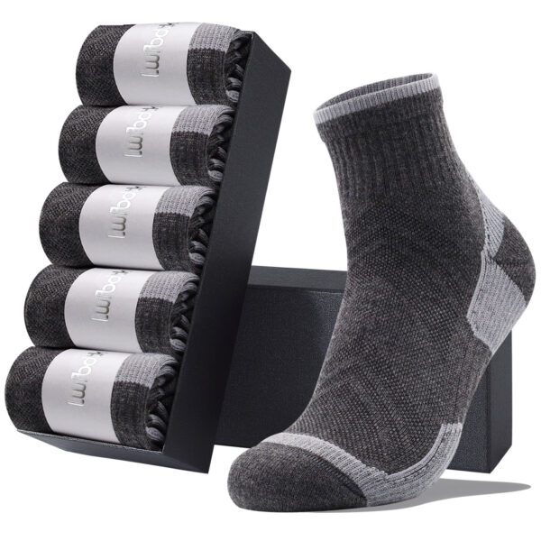 LWFBDTK 5 Pairs Men’s Women’s Athletic Cotton Crew Sport Socks, Breathable Casual Solid White Socks, Gray, Size 7–12