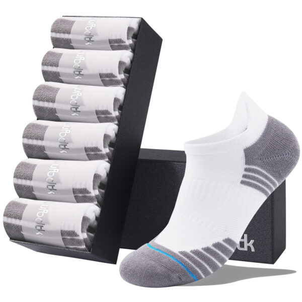 LWFBDTK Athletic Ankle Socks, Low Cut Cushioned Tab Sports Running Socks for Men & Women, 6 Pairs White (Size 7-12)