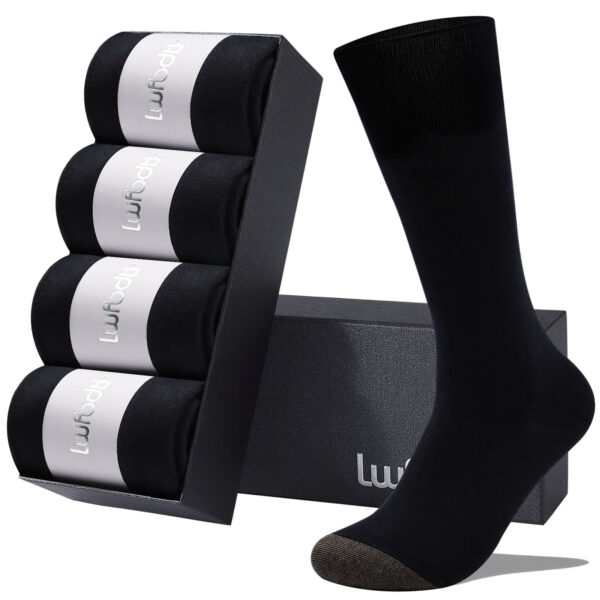 LWFBDTK Soccer Socks, Unisex, Thick Cushioned Cotton Sports Socks, 4 Pack Black (Size 14.5-19.5)
