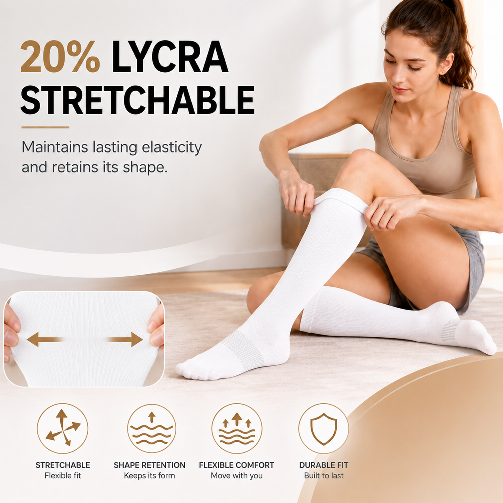 LWFBDTK Compression Socks for Women Men, 20-30 mmHg Circulation Knee High for Nurses Running & Travel, 4 Pairs, White - Image 8