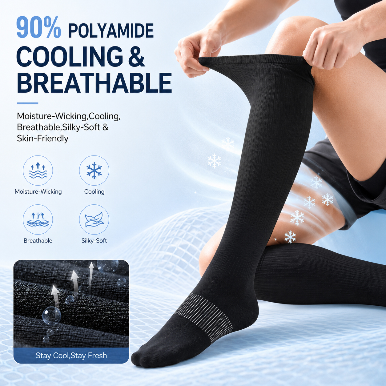 LWFBDTK Compression Socks for Women Men, 20-30 mmHg Circulation Knee High for Nurses Running & Travel, 4 Pairs, White and Black - Image 3
