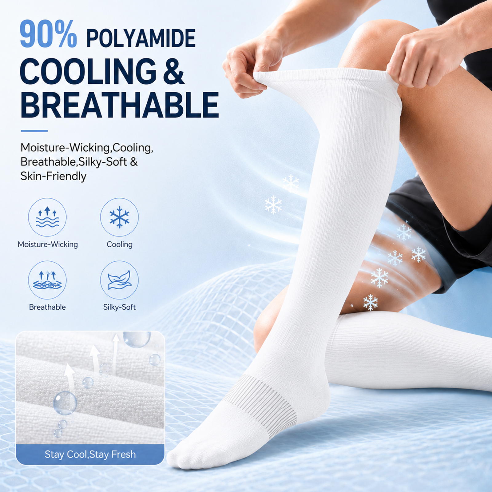 LWFBDTK Compression Socks for Women Men, 20-30 mmHg Circulation Knee High for Nurses Running & Travel, 4 Pairs, White - Image 7